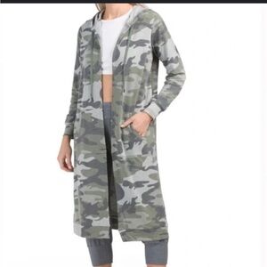 NWT! Cyrus Camo Lightweight French Terry Hooded Long Cardigan Sweatshirt S Robe